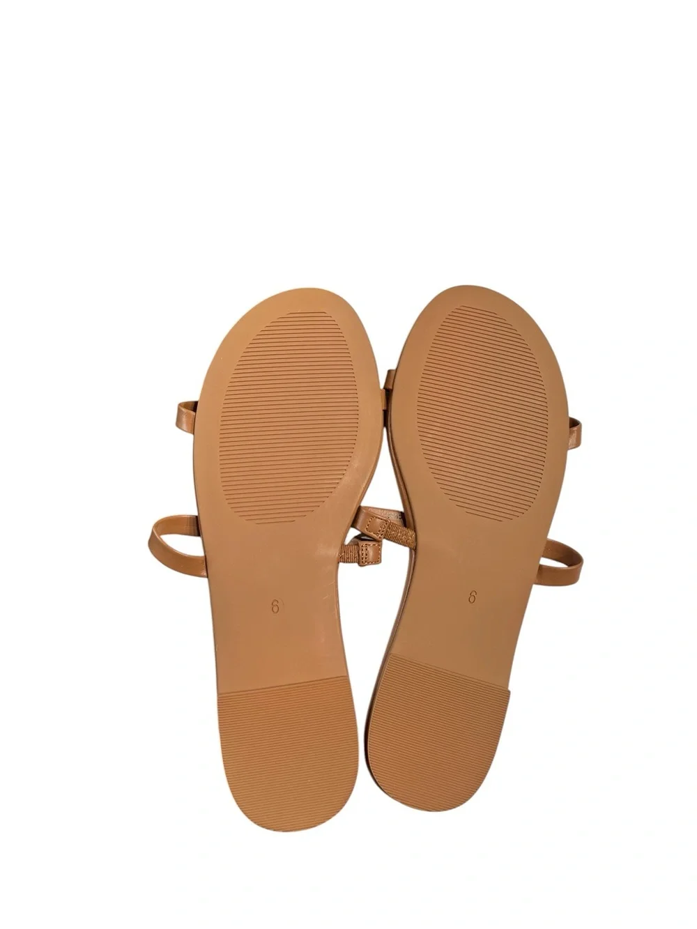 NWT Amazon Essentials Cognac Brown 2 Strap Flat Sandals - Size 6